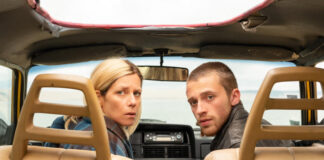 “Freewheeling”: two lost in Volvo on the diagonal of the void