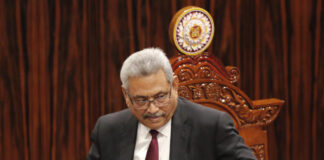 Gotabaya Rajapaksa, the President of Sri Lanka, leaves the Maldives for Singapore