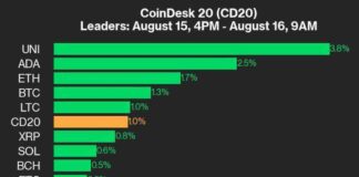 UNI Leads CoinDesk 20 with 3.8% Gains: Performance Update and Index Rise news-16082024-193618
