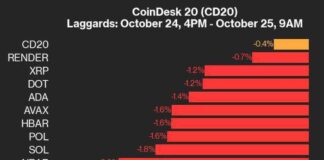 CoinDesk 20 Performance Update: APT Drops 2.7%, Drags Down Leading Index news-25102024-163909